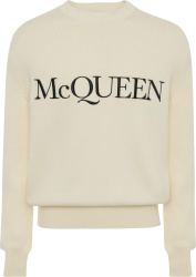 Alexander Mcqueen Ivory Mcqueen Logo Embroidered Sweater