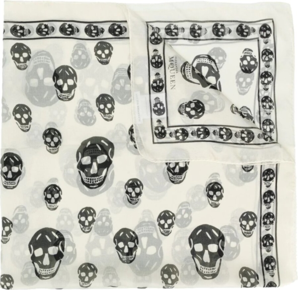 Alexander Mcqueen Ivory Skull Print Scarf