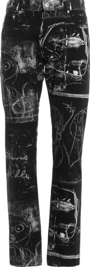 Alexander Mcqueen Men Black Chalk Print Jeans