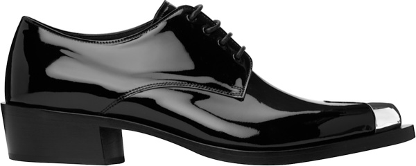 Alexander Mcqueen Patent Black Metal Pointed Toe Lace Up Dress Shoes