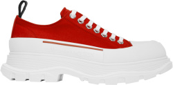 Alexander Mcqueen Red Canvas Low Top Tread Slick Sneakers
