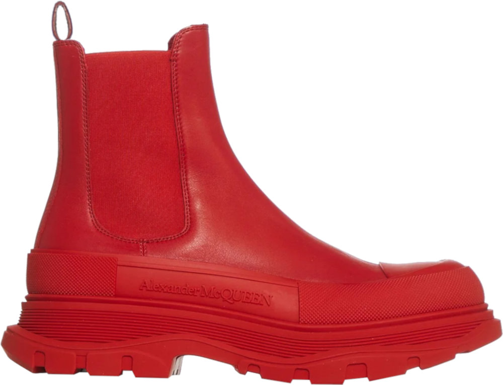 Alexander McQUEEN Red 'Tread Slick' Chelsea Boots | INC STYLE