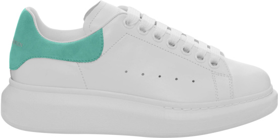 Alexander Mcqueen White And Light Blue Green Suede Oversized Sneakers
