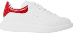 White & Red-Croc 'Oversized' Sneakers