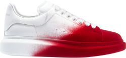 Alexander Mcqueen White And Red Spray Paint Oversized Sneakers