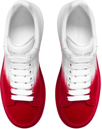 Alexander Mcqueen White And Red Sprayed Toe Oversized Sneakers