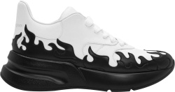 Alexander Mcqueen White Black Leather Flame Sneaker