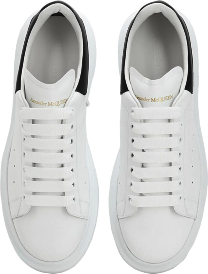 Alexander Mcqueen White Black Leather Oversized Sole Sneakers