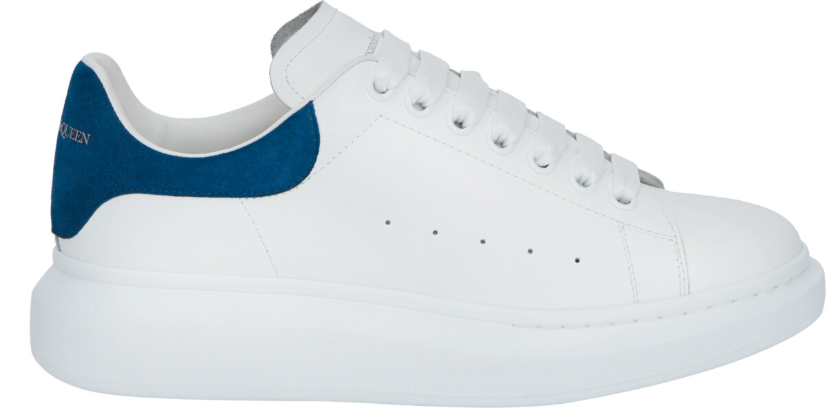 Alexander McQueen White & Blue Suede 'Oversized' Sneakers | Incorporated  Style