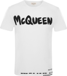 Alexander Mcqueen White Graffiti Mcqueen Logo T Shirt
