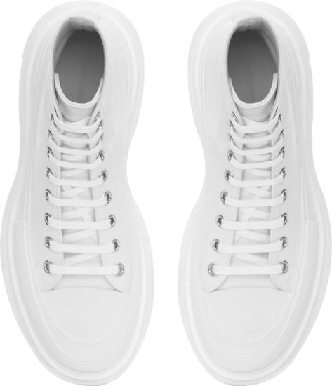 Alexander Mcqueen White High Top Canvas Sneaker Boots
