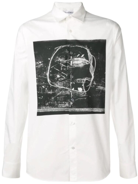 Alexander Mcqueen White Shirt With Black Abstract Print Shirt