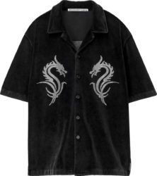 Alexander Wang Black Dragon Embellished Velour Shirt