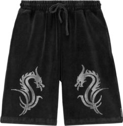 Alexander Wang Black Dragon Embellished Velour Shorts