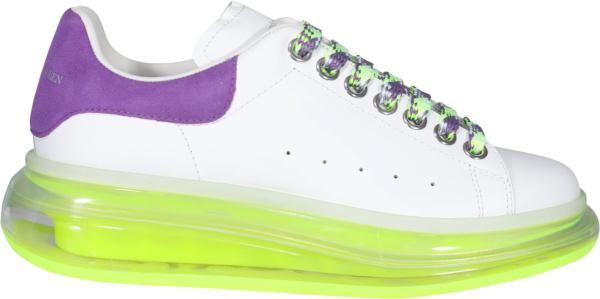 Alexander White Purple Suede And Neon Yellow Clear Sole Oversized Sneakers