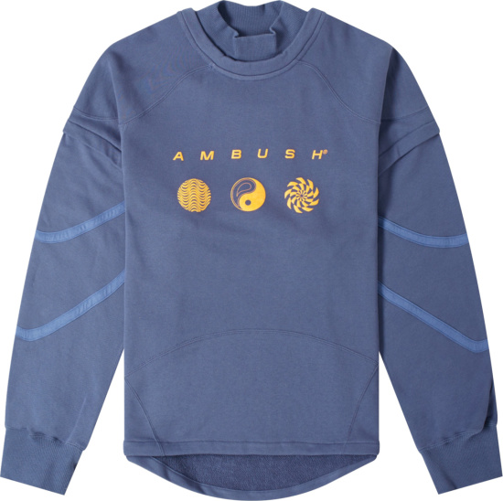 Ambush Blue And Orange Logo Layered Crewneck Sweatshirt