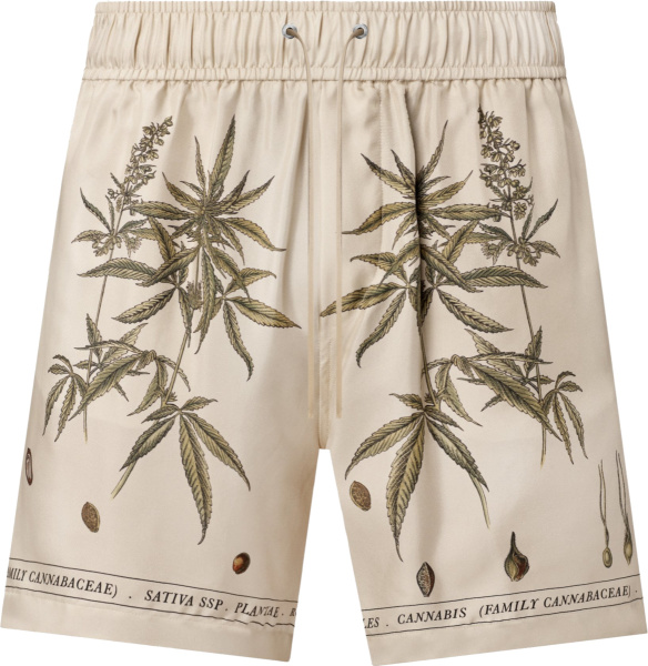 Amiri Ivory Cannabis Leaf Shorts