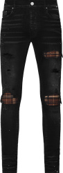 Aged Black & Brown Plaid 'MX1' Jeans