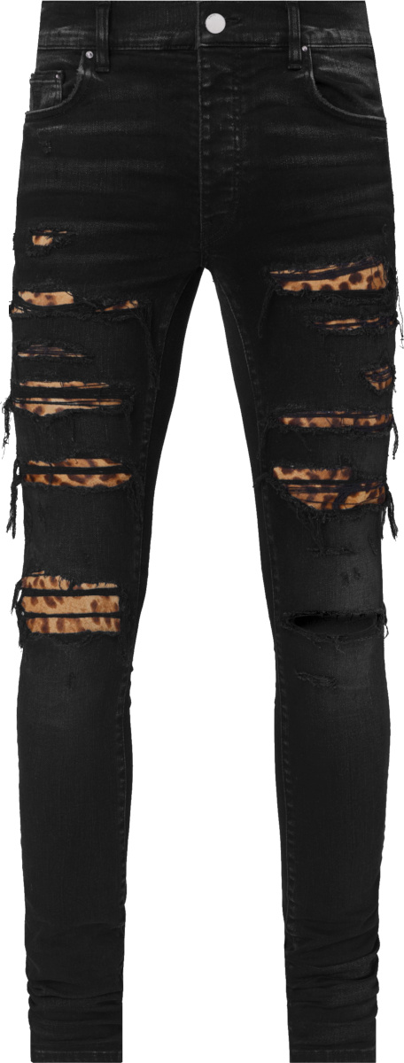 Amiri Aged Black & Leopard 'Thrasher' Jeans | INC STYLE