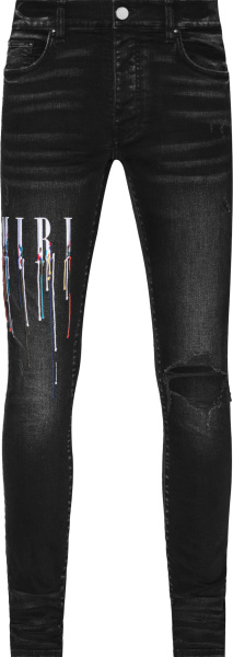 Amiri Aged Black And Paint Drip Core Logo Jeans