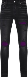 Amiri Aged Black And Purple Suede Mx1 Jeans