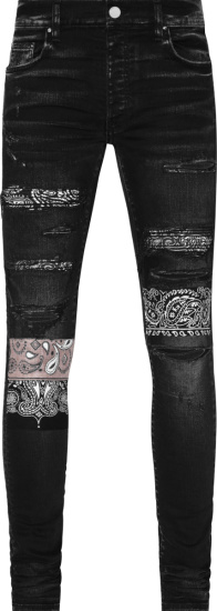 Amiri Aged Black & Vintage Bandana 'Artpatch' Jeans | INC STYLE