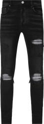 Amiri Aged Black Denim And Iridescent Underpatch Mx1 Jeans