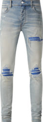 Amiri Antique Indigo And Royal Blue Suede Mx1 Jeans