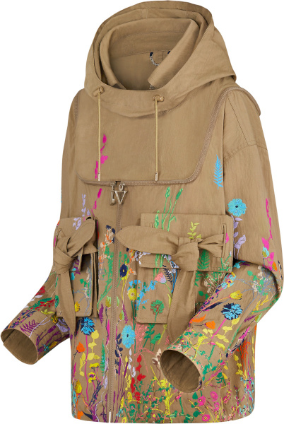 Amiri Beige And Multicolor Floral Anorak Jacket
