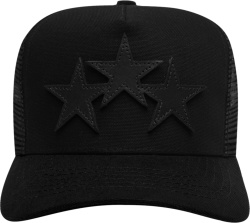 Amiri Black 3 Leather Star Trucker Hat
