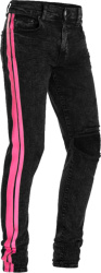 Amiri Black Acid Neon Pink Stripe Jeans