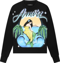 Amiri Black Airbrushed Mermaid Logo Sweatshirt