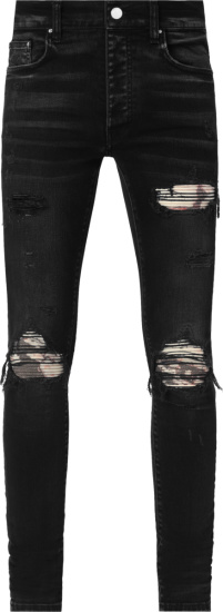 Amiri Black And Beige Marble Underpatch Mx1 Jeans