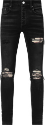 Amiri Black And Beige Marble Underpatch Mx1 Jeans
