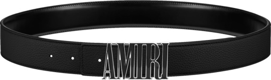 Amiri Black And Black Enamel Logo Buckle Belt