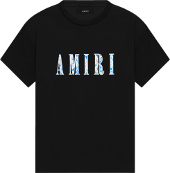 Amiri Black And Blue Paisley Core Logo T Shirt