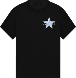 Amiri Black And Blue Paisley Star Logo T Shirt