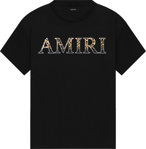 Amiri Black And Leopard Core Logo T Shirt