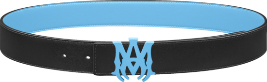Amiri Black And Light Blue Ma Logo Buckle Belt