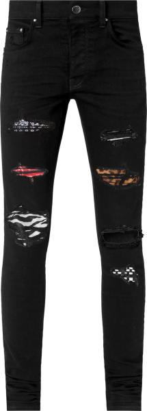 Amiri Black And Multi Style Art Patch Jeans