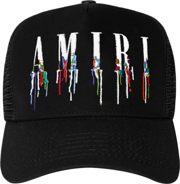 Amiri Black And Multicolor Paint Drip Core Logo Hat