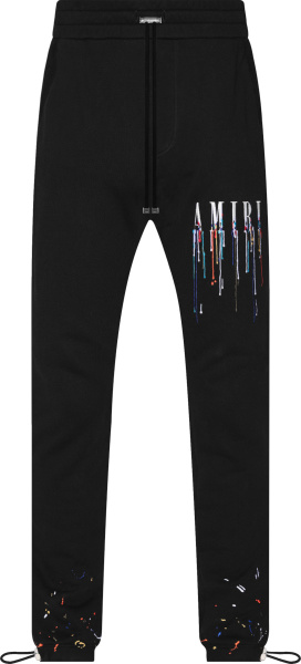 Amiri Black And Multicolor Paint Drip Core Logo Sweatpants