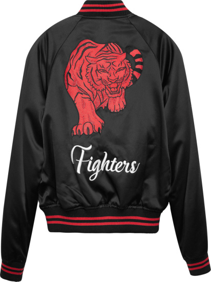 Amiri Black And Red Fighters Tiger Patch Bomber Jacket