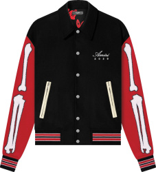Black & Red Skeleton Varsity Jacket
