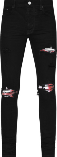 Amiri Black And Red Watercolor Mx1 Jeans