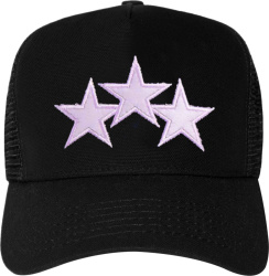 Black & Three Lavender Star Trucker Hat