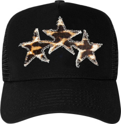 Black & 3 Leopard-Star Trucker Hat