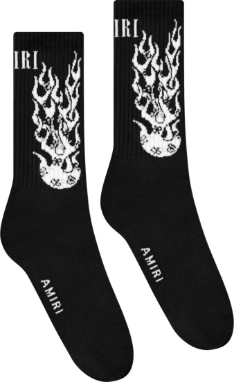 Amiri Black And White Bandana Flame Socks