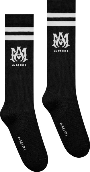 Amiri Black And White Ma Logo Athletic Socks