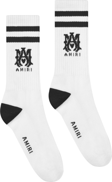 Amiri Black And White Ma Logo Socks